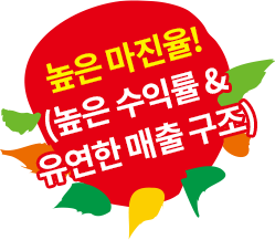 높은 마진율! (높은 수익률 & 유연한 매출 구조)